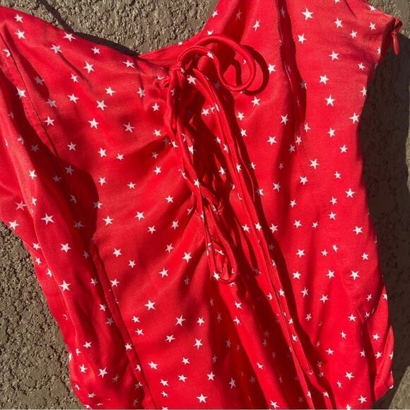NWT Zara red & white star lace up bodysuit Sz M - Picture 4 of 10